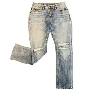 GAP Men's Light Blue Distressed Slim Straight Jeans